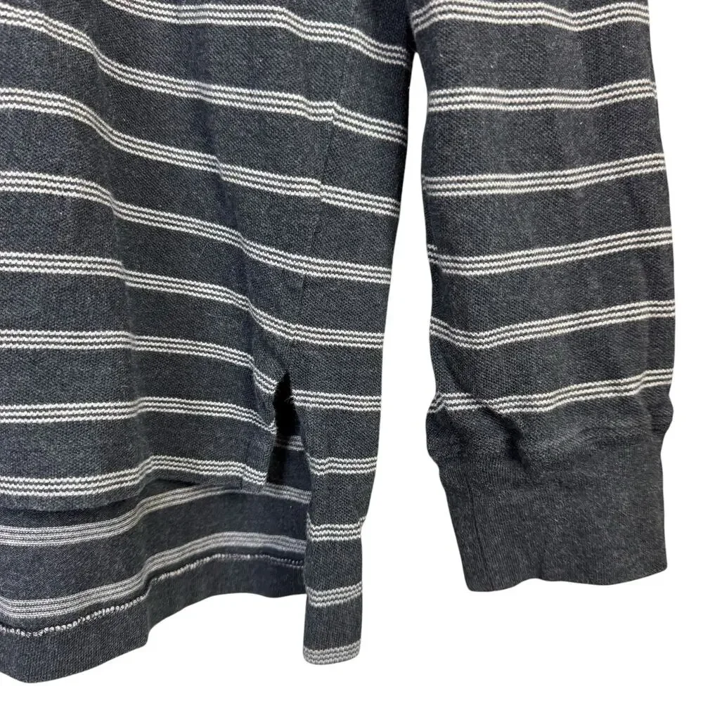 Polo by Ralph Lauren Men's Charcoal Gray Stripe Long Sleeve Polo Collared Shirt